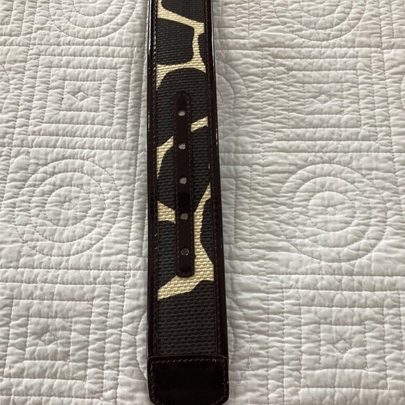 Wide Brown & Beige Giraffe Print Belt With Large Square Buckle Size M - Picture 8 of 11